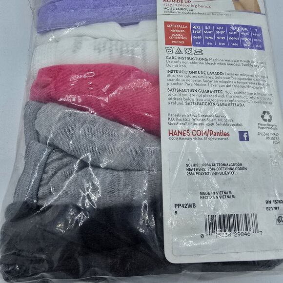 Women's Hanes Tagless Bikinis Ultra Soft Panties Size 9 Cotton 6 Pair No Ride Up - Picture 5 of 6